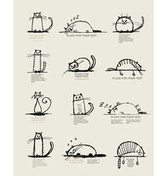 Cats sketch set2 vector image