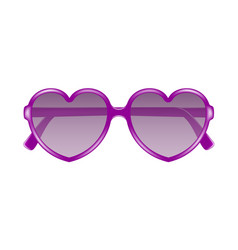Sun glasses in shape of heart in purple design vector image