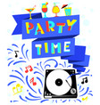 Nightclub poster party time lettering vector image