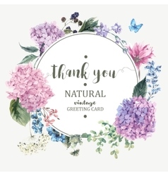 Floral Greeting Card with Blooming Hydrangea vector image