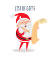 List of gifts santa claus with wish list vector image