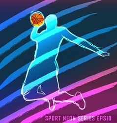Sport neon series basketball vector image