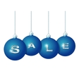 Blue Christmas balls with silver word Sale vector image
