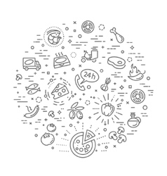 Pizza concept line design vector image