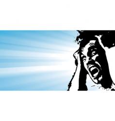 Screaming man grunge glowing banner vector image