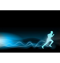 Blue shining runner on the black background vector image