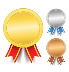 Golden silver and bronze medals vector image