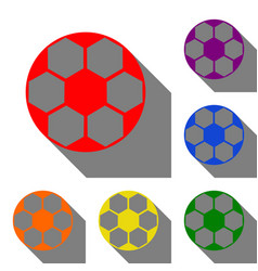 Soccer ball sign set of red orange yellow vector image