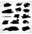 Set of ink black splashes vector image