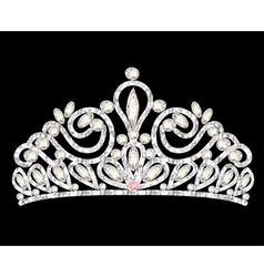 Tiara crown womens wedding with white stones Tiara crown womens wedding with white stones vector image
