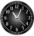 Silver wall clock with black face vector image