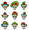 Set of catrinas popular figures of the Day of the vector image
