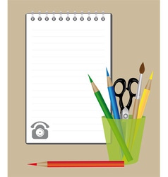 Notepad and drawing supplies vector image