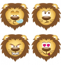 Set of lion face vector image