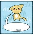 Kawaii card with cute cat on the grunge background vector image