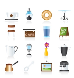 Cafe and coffeehouse icons vector image