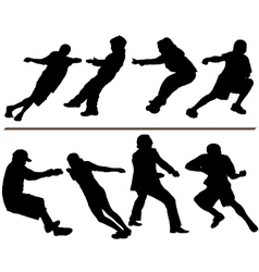 Tug of war rope pulling silhouettes vector image