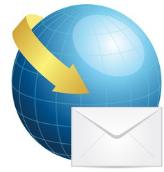 Globe with envelope and arrow vector image