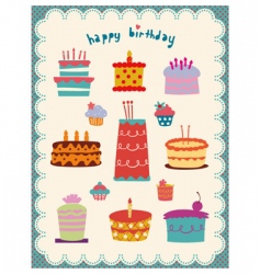 Cute and sweet cakes set vector image