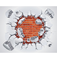 Old Plaster and Red brick wall damage vector image