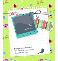 Baby scrapbook card with photo frame vector image