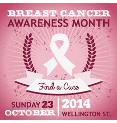 Breast Cancer Ribbon Awareness Poster vector image