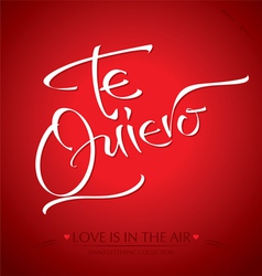 Te quiero hand lettering vector image