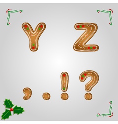 Gingerbread letters y z vector image