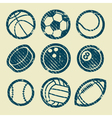 Grunge Sport Balls Stamp Icons vector image
