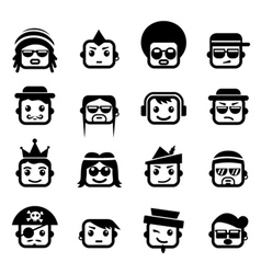 Smiley faces men characters vector image