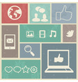 Set with vintage social media labels - vector image