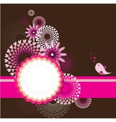 Greeting card template with floral background vector image
