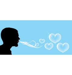Blowing soap hearts vector image