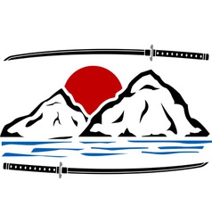 Japanese sunrise stencil vector image