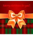 Merry Christmas background with yellow ribbon bow vector image