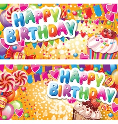Happy birthday horizontal cards vector image