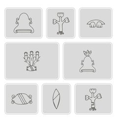 Monochrome icon set with aztec pictograms vector image