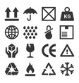 Packaging and shipping symbols set vector image
