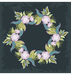 Wreath With Poppies And Leaves vector image