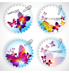 Round sticker with butterflies vector image