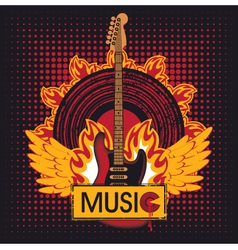 Guitar on fire vector image