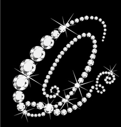 Q italic letter with diamonds vector image