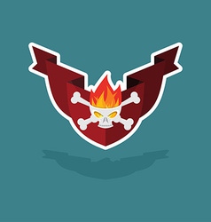 Skull on the shield with a Ribbon Heraldic element vector image