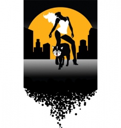 Wolf and woman vector image