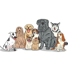 Purebred dogs group cartoon vector image