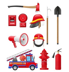 Set icons of firefighting equipment vector image