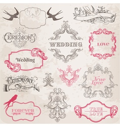 Wedding Vintage Frames and Design Elements vector image