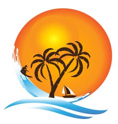 Tropical island paradise logo vector image