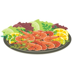 Dish from shrimps and vegetables vector image