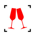 Sparkling champagne glasses red icon Sparkling champagne glasses red icon vector image